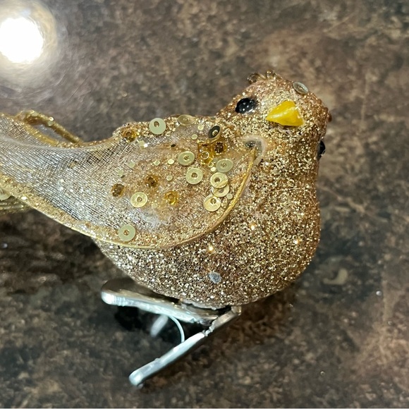 Vintage MCM feathered BIRDS ORNAMENTS Sequined, Feathered Clip On, 4 Estate - Picture 9 of 11